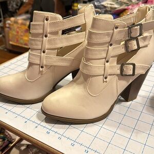 West Blvd Cream Buckled Booties